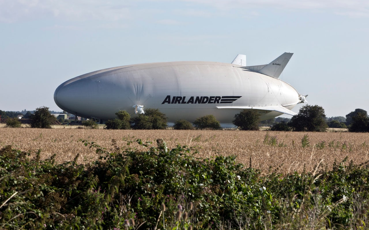 airship in a field