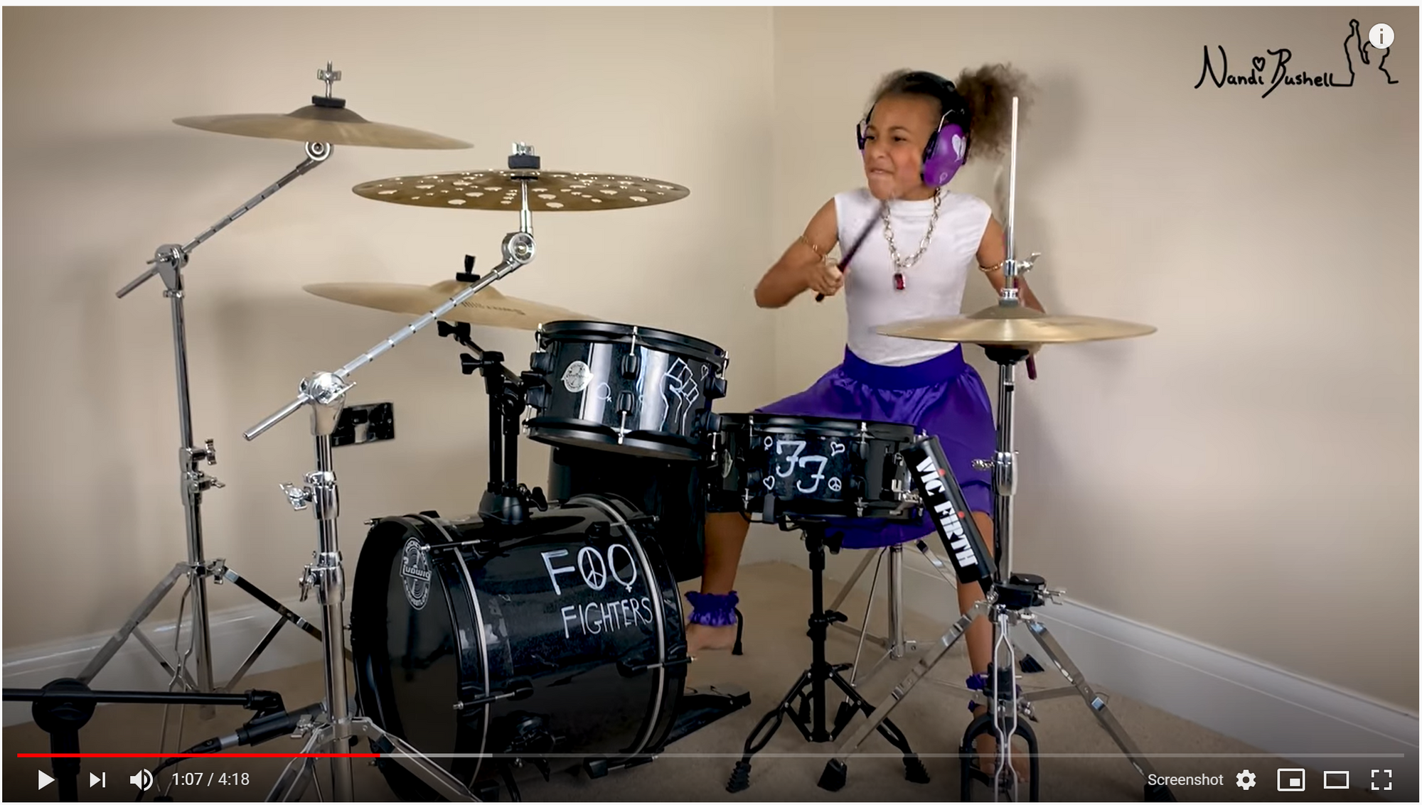 10 year old girl playing drums